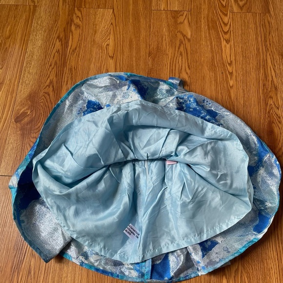 Halabaloo blue watercolor print dress back bow - Picture 4 of 15